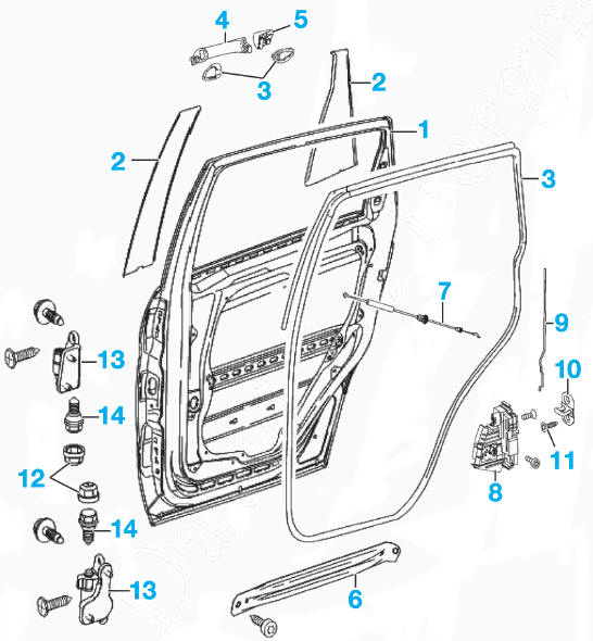 Porte arrire (charnires et serrure)